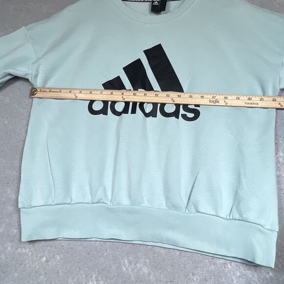 Adidas Sweatshirt Womens Size Large Blue Essentials Big Logo Crew Neck - Picture 6 of 12